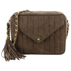 Chanel Vintage Front Pocket Camera Bag Quilted Suede Medium