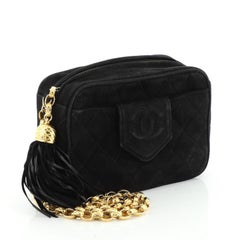 Chanel Vintage Front Pocket Camera Bag Quilted Suede Mini