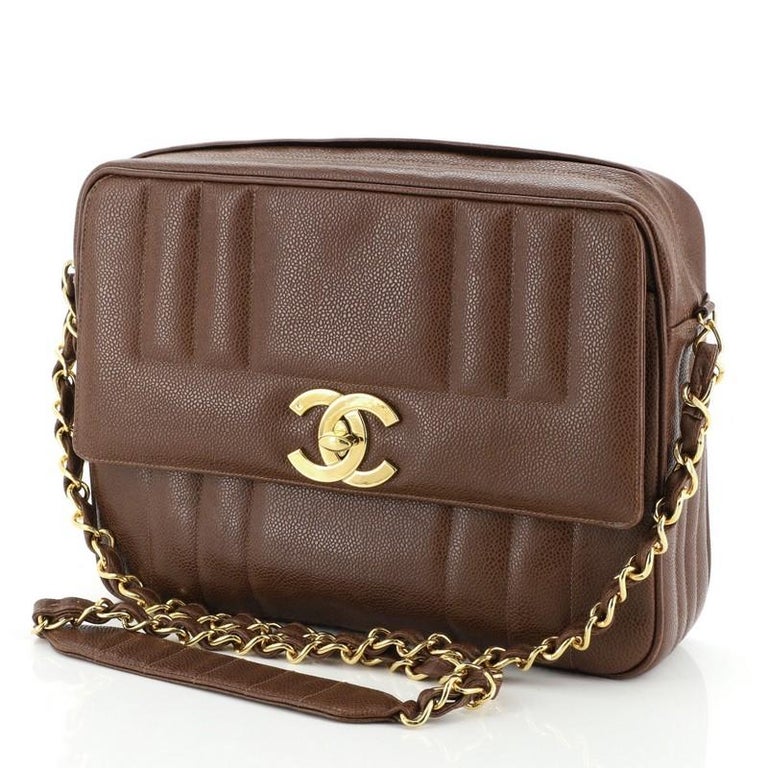 Chanel Vintage Front Pocket Camera Bag Vertical Quilt Caviar Large at