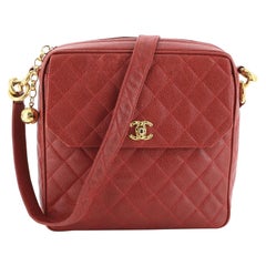 Chanel Vintage Front Pocket Camera Shoulder Bag Quilted Caviar Medium