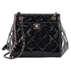 Chanel Vintage Front Pocket Chain Square Tote Quilted Patent Small