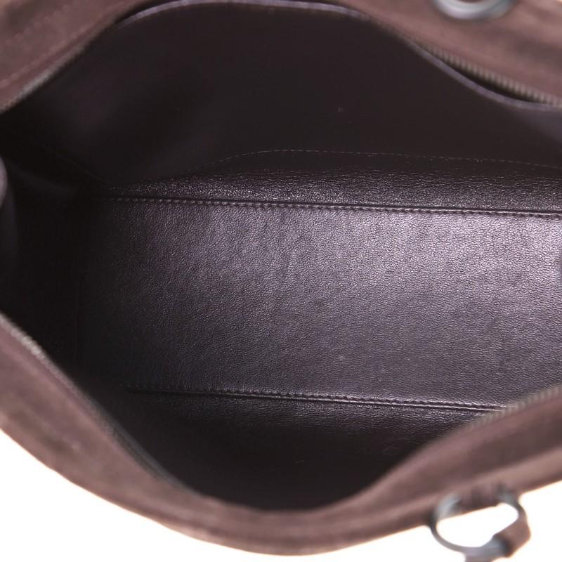 Chanel Vintage Front Pocket Logo Shoulder Bag Stitched Suede Medium 1