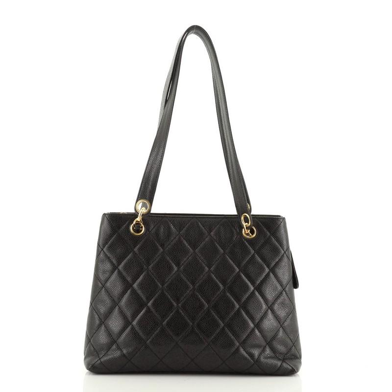 Chanel Vintage Front Pocket Shoulder Bag Quilted Caviar Medium  In Good Condition In NY, NY