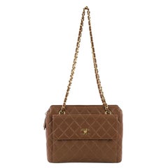 Chanel Vintage Front Pocket Shoulder Bag Quilted Caviar Medium