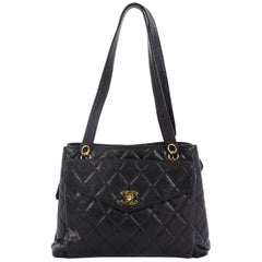 Chanel Vintage Front Pocket Shoulder Bag Quilted Caviar Medium