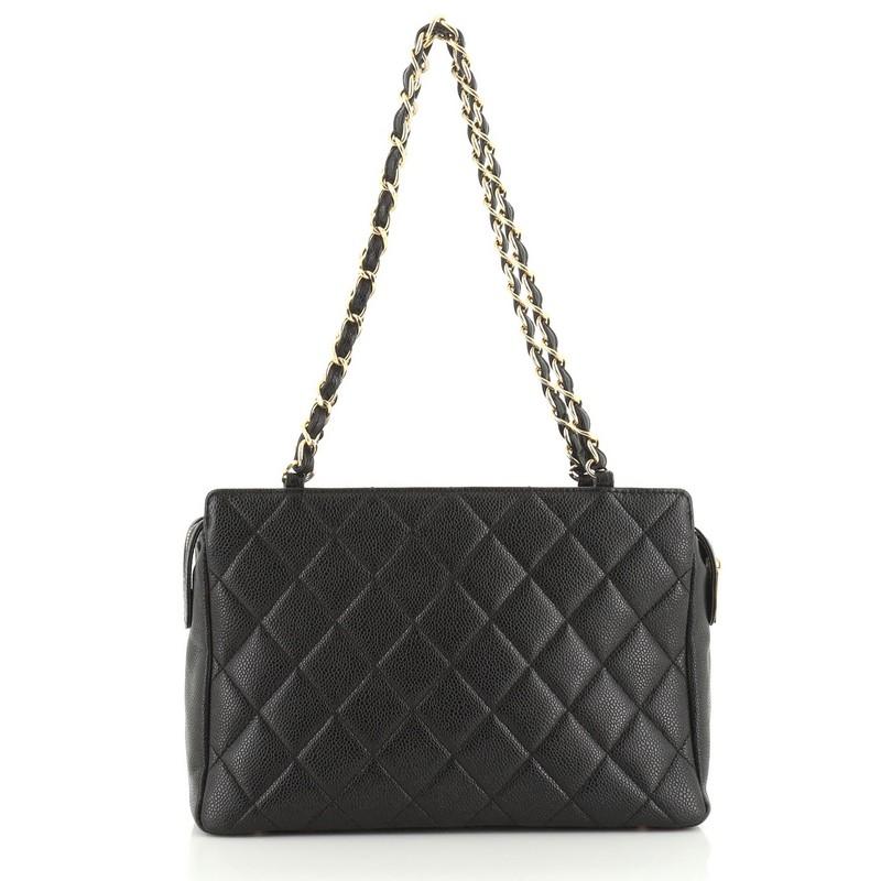Chanel Vintage Front Pocket Shoulder Bag Quilted Caviar Small In Good Condition In NY, NY