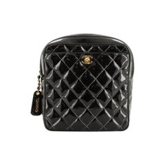 Chanel Vintage Front Pocket Square Backpack Quilted Patent Small