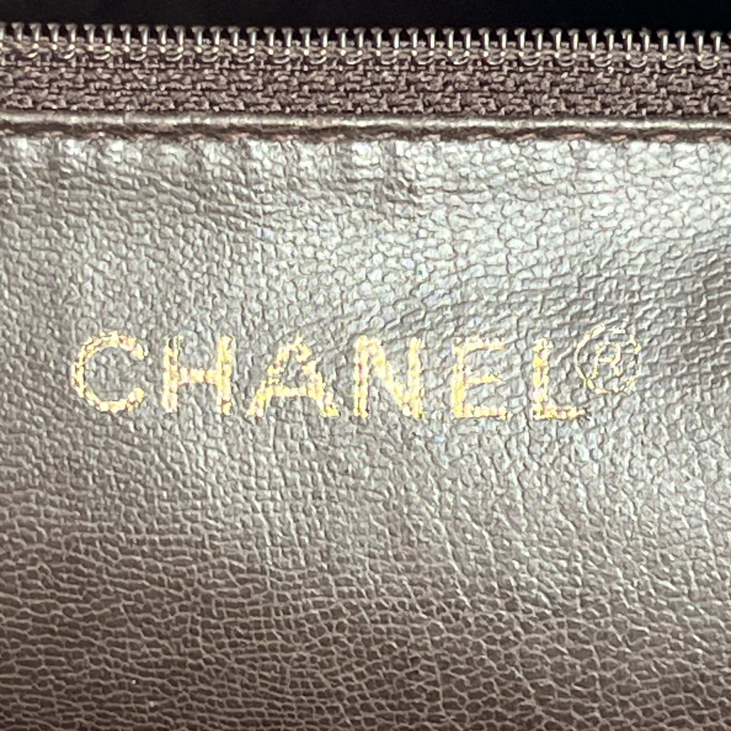 Chanel Vintage Front Pocket Tote Chocolate Brown Caviar Leather Double Gold Leat For Sale 12