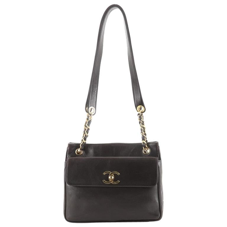 Chanel Vintage Front Pocket Tote Lammfell Klein