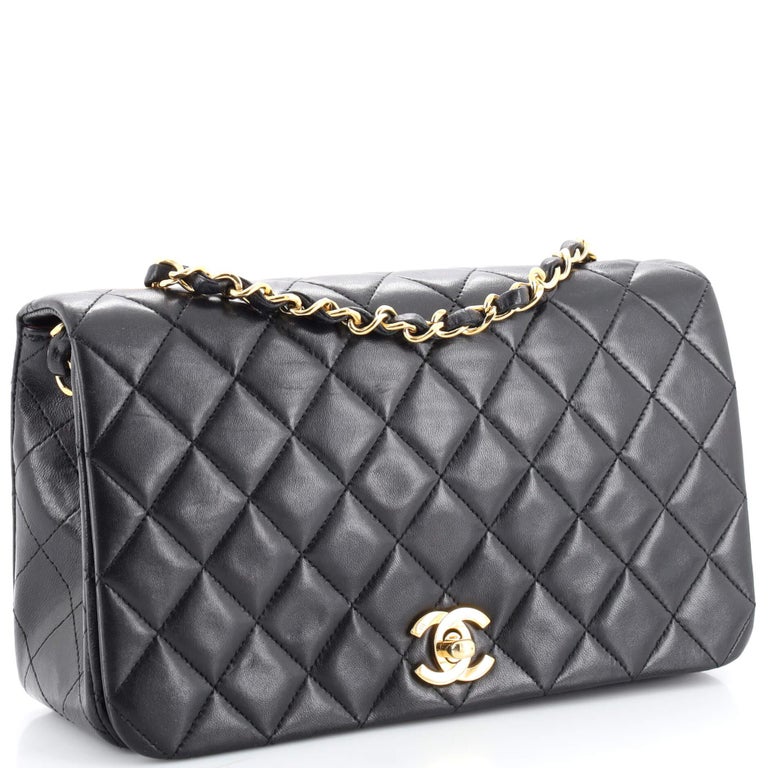 Chanel Vintage Full Flap Bag Quilted Lambskin Medium For Sale at 1stDibs