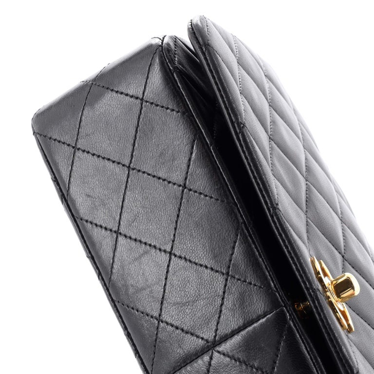 Chanel Vintage Full Flap Bag Quilted Lambskin Medium For Sale at 1stDibs