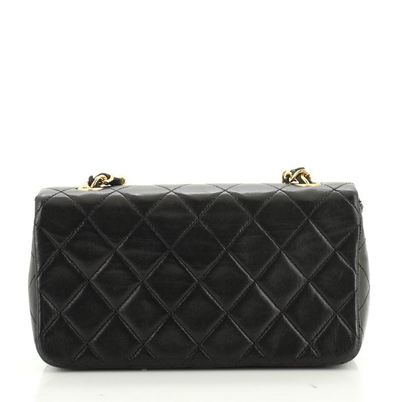 Black Chanel Vintage Full Flap Bag Quilted Lambskin Mini 