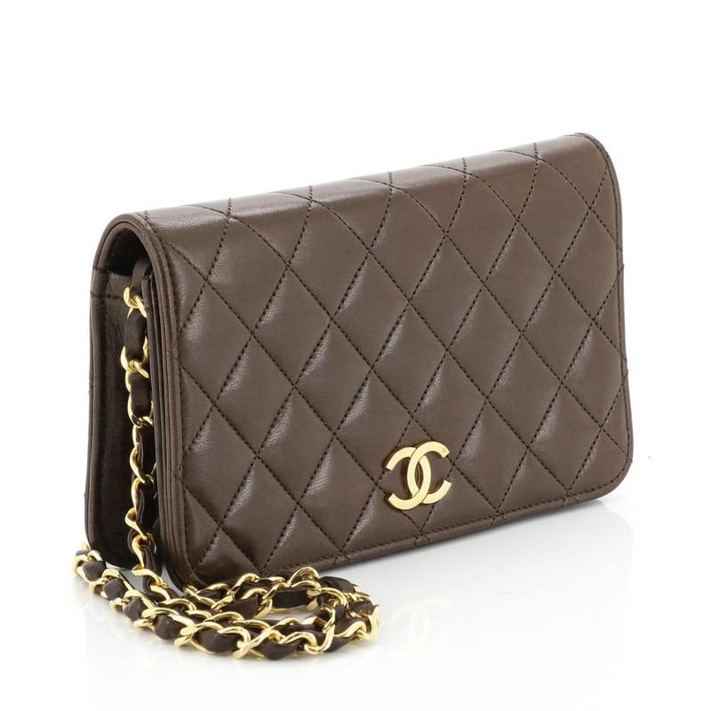 Black Chanel Vintage Full Flap Bag Quilted Lambskin Mini 