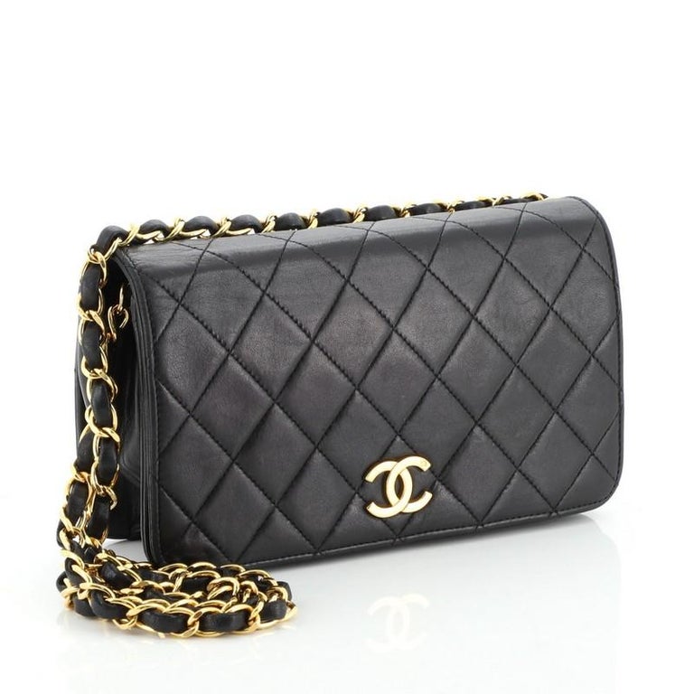 Chanel Vintage Full Flap Bag Quilted Lambskin Mini at 1stDibs