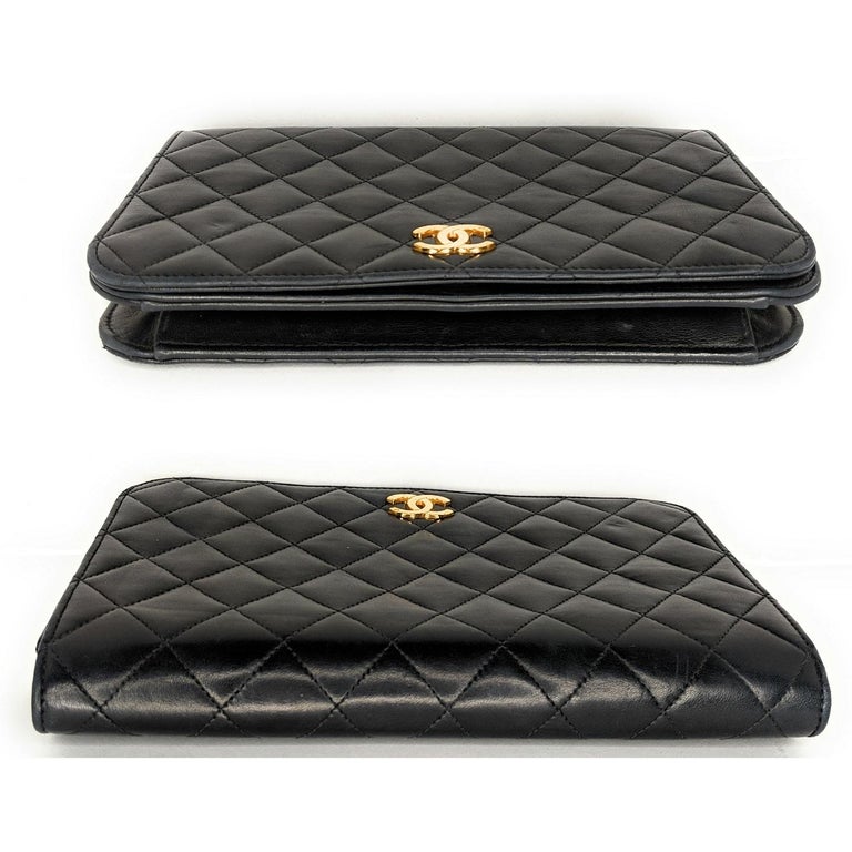 Chanel Vintage Full Flap Bag Quilted Lambskin Medium Black 20676848