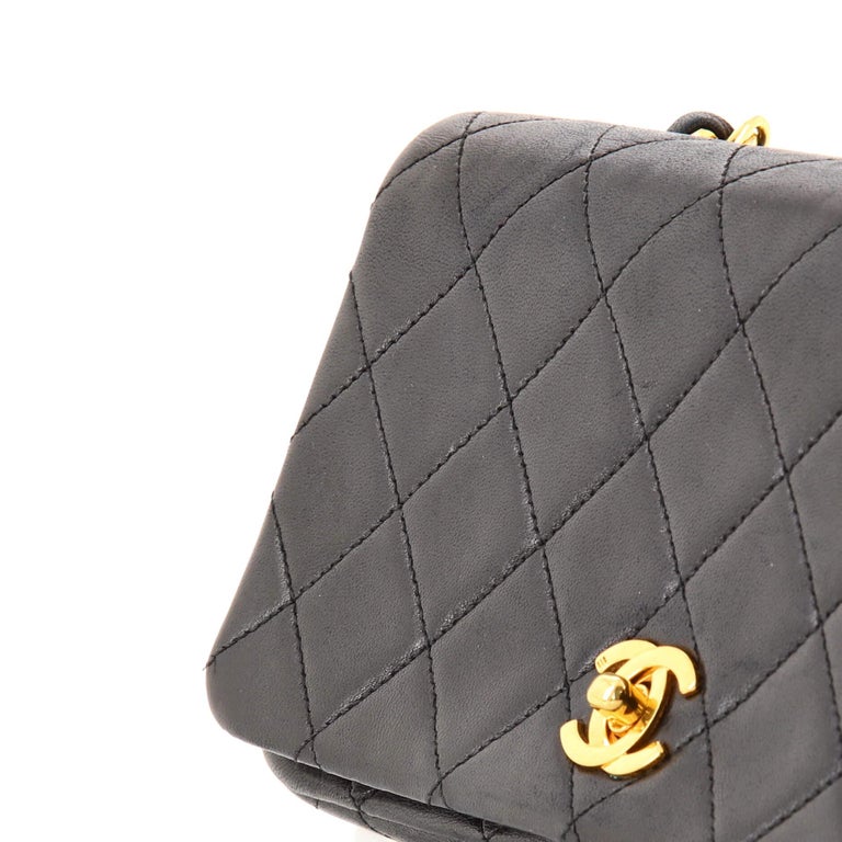 Chanel Vintage Full Flap Bag Quilted Lambskin Mini For Sale 1