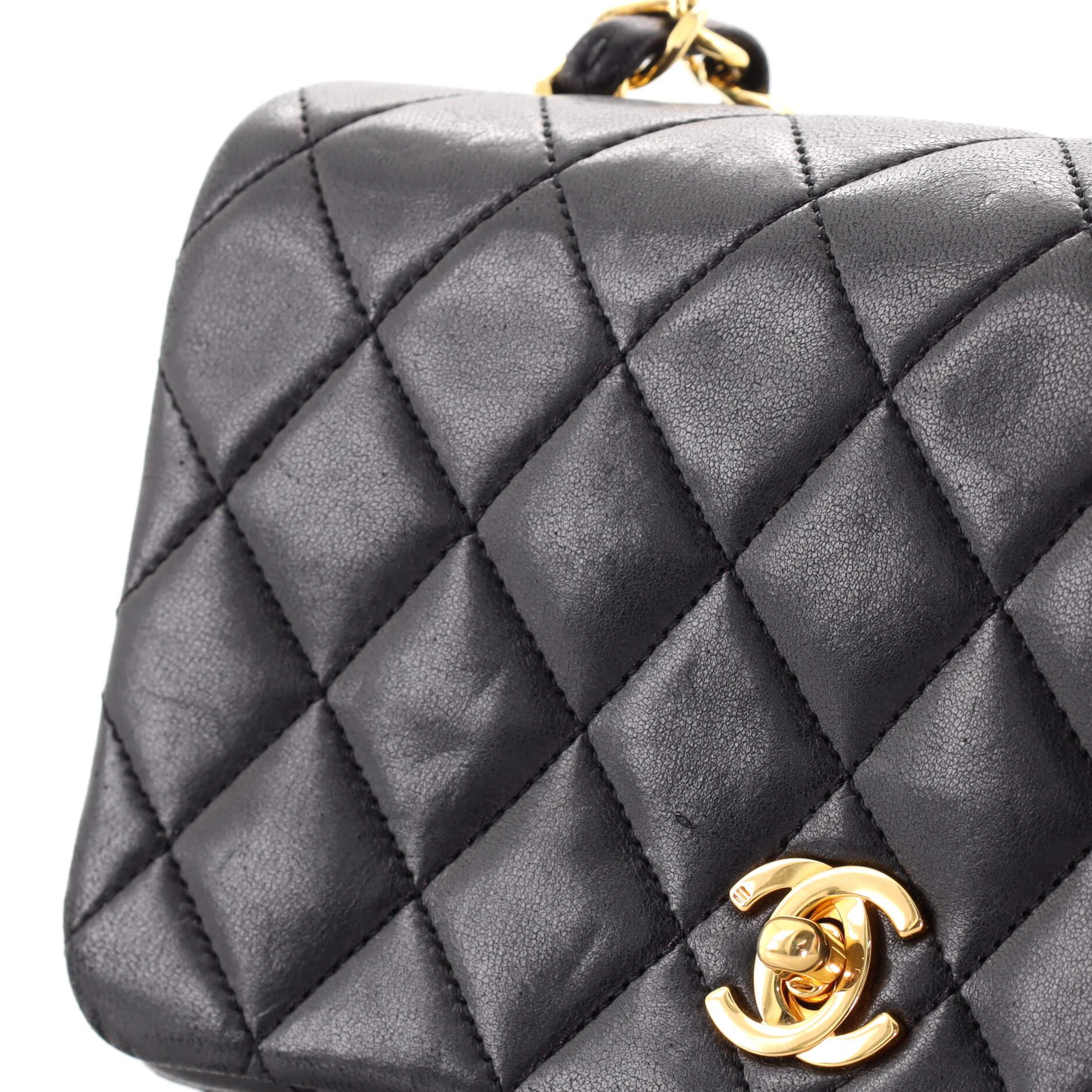 Chanel Vintage Full Flap Bag Quilted Lambskin Mini 1