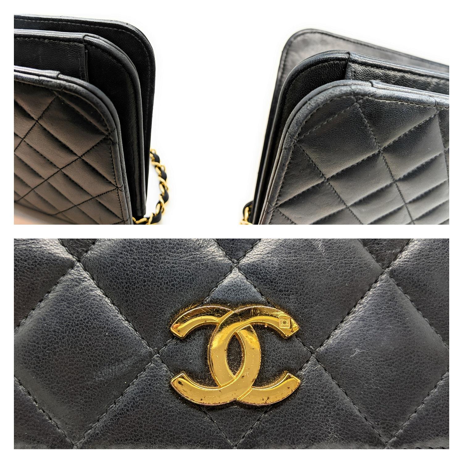 Chanel Vintage-Mini-Tasche aus gestepptem Lammfell mit voller Klappe 3