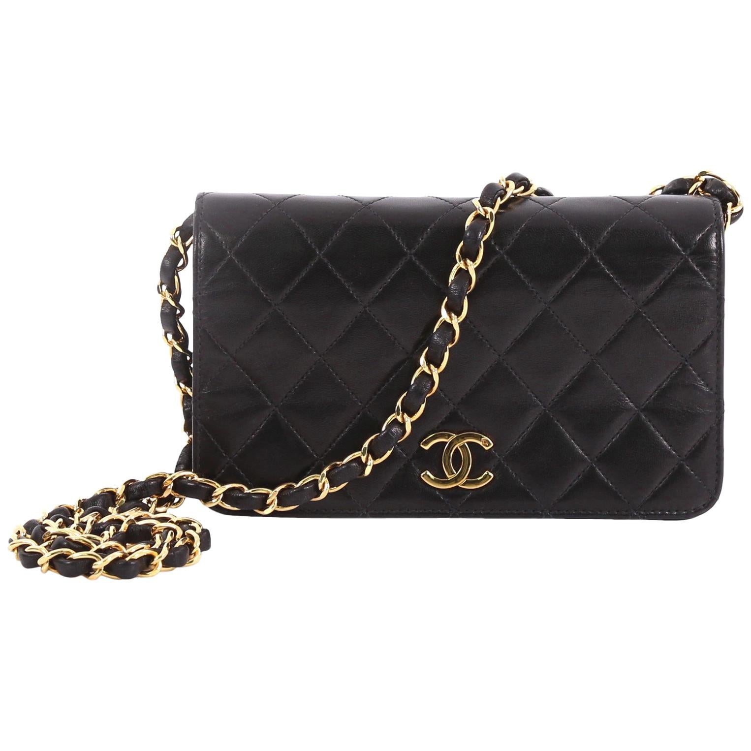 Chanel Vintage Full Flap Bag Quilted Lambskin Mini