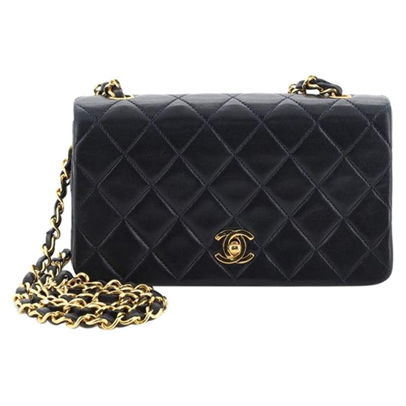 Chanel Vintage Full Flap Bag Quilted Lambskin Mini