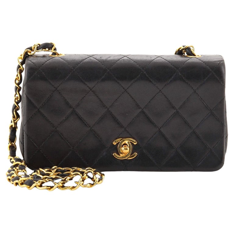 Chanel Vintage Full Flap Bag Quilted Lambskin Mini For Sale