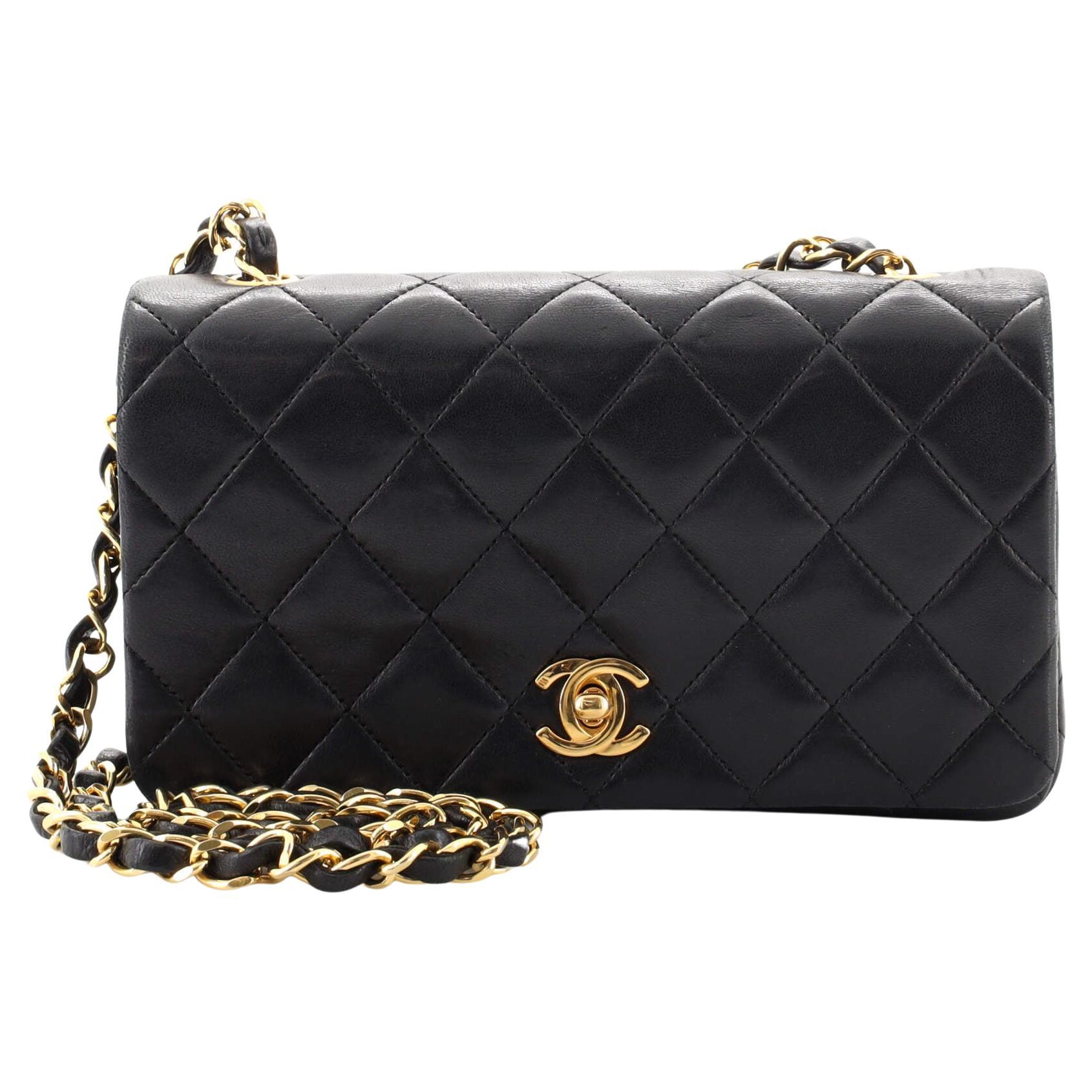 Chanel Vintage Full Flap Bag Quilted Lambskin Mini