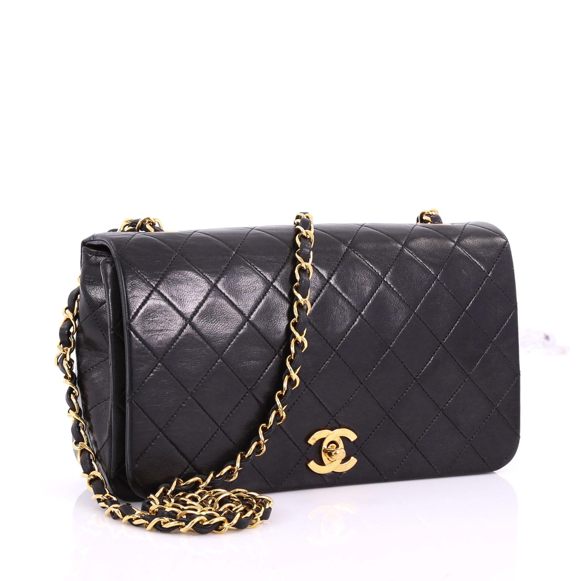 Chanel Vintage Full Flap Bag Quilted Lambskin Small im Zustand „Gut“ in NY, NY