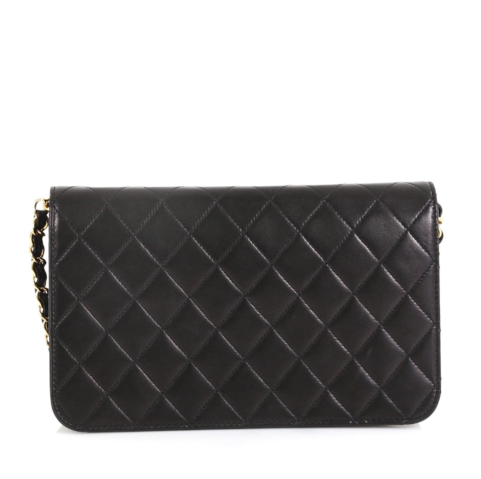 Chanel Vintage Full Flap Bag Quilted Lambskin Small In Good Condition In NY, NY