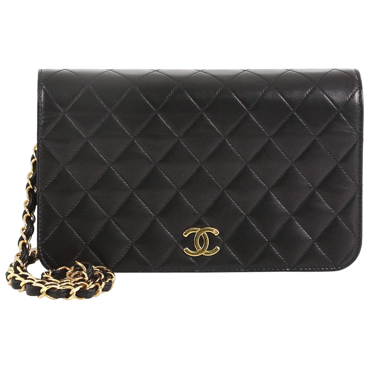 Chanel Vintage Full Flap Bag Quilted Lambskin Small