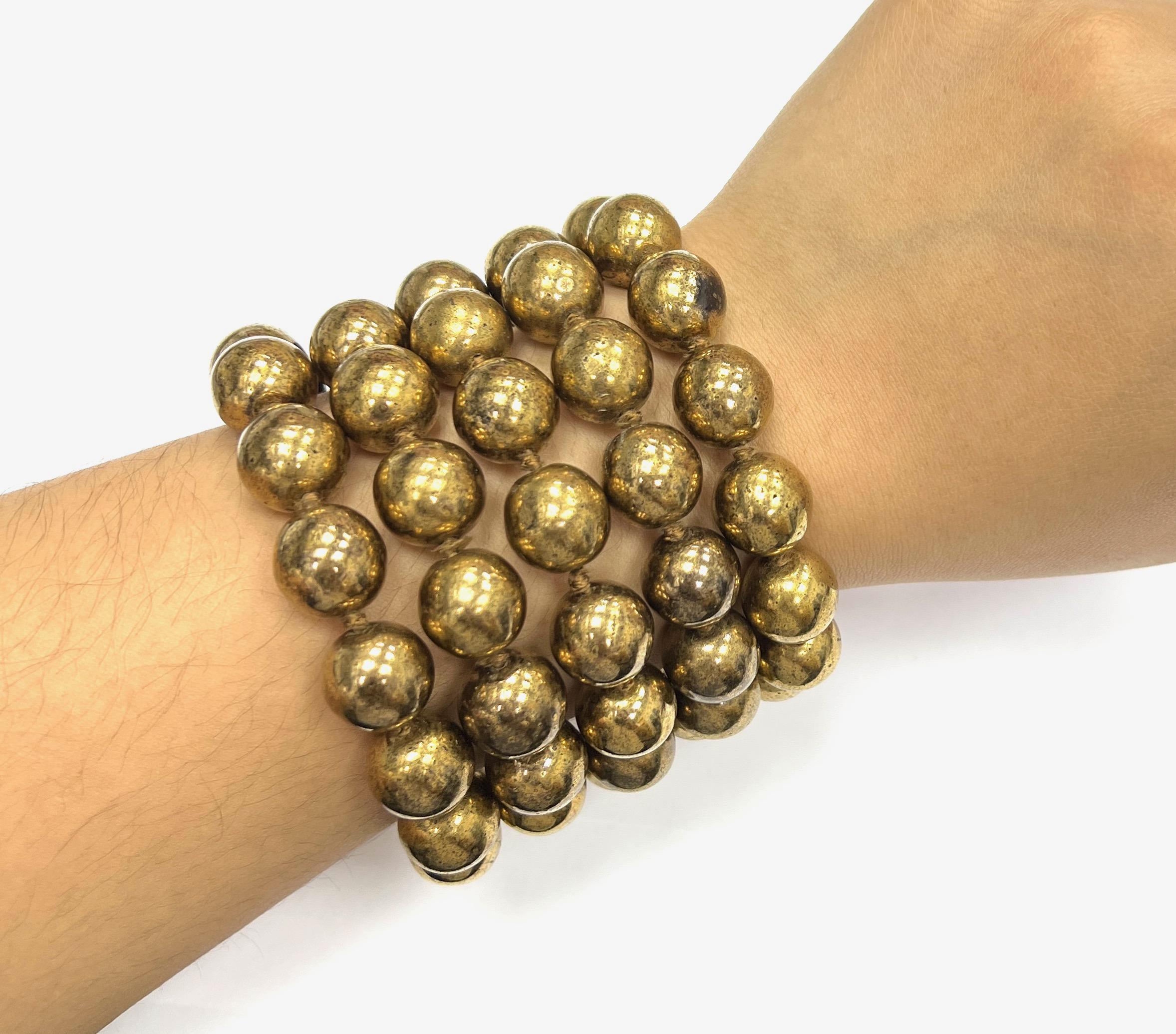 Chanel Vintage Gilt-Metal Bead Bracelet For Sale 3