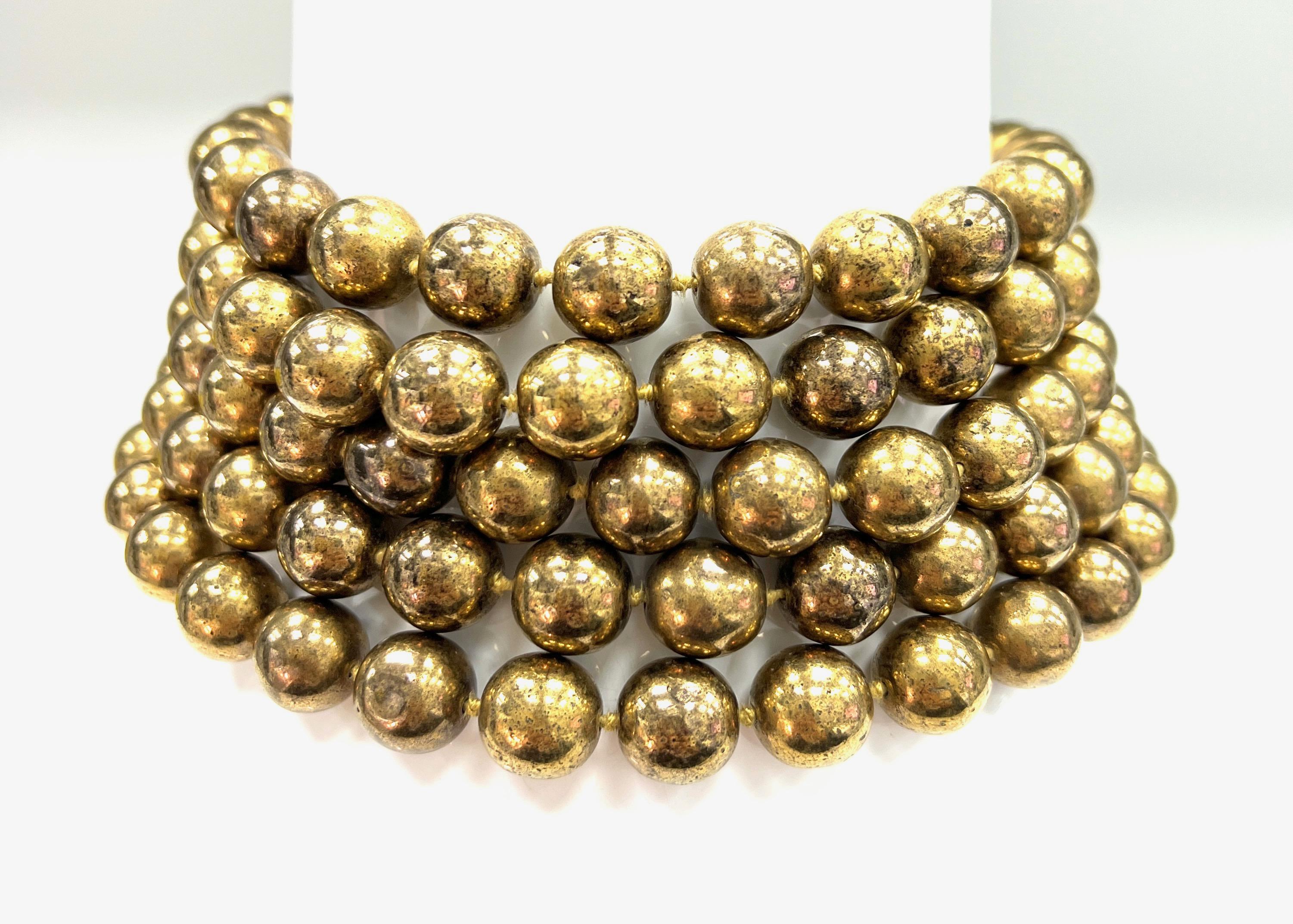 Women's Chanel Vintage Gilt-Metal Bead Necklace For Sale