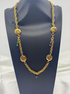 Chanel Vintage Glass Bead 'CHANEL' Logo Station Necklace