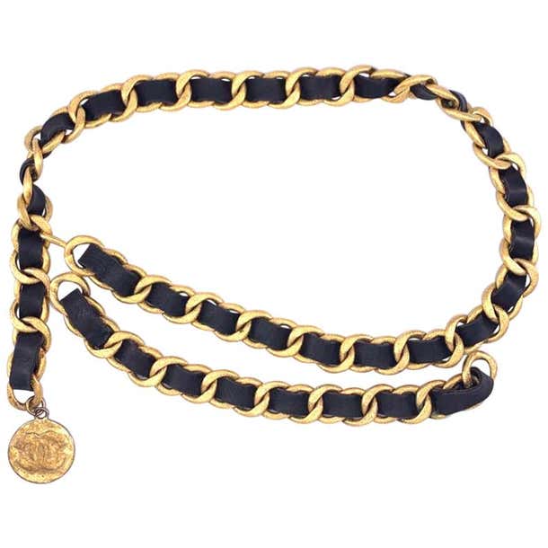 CHANEL Vintage Gold And Leather Belt For Sale at 1stDibs | chanel ...