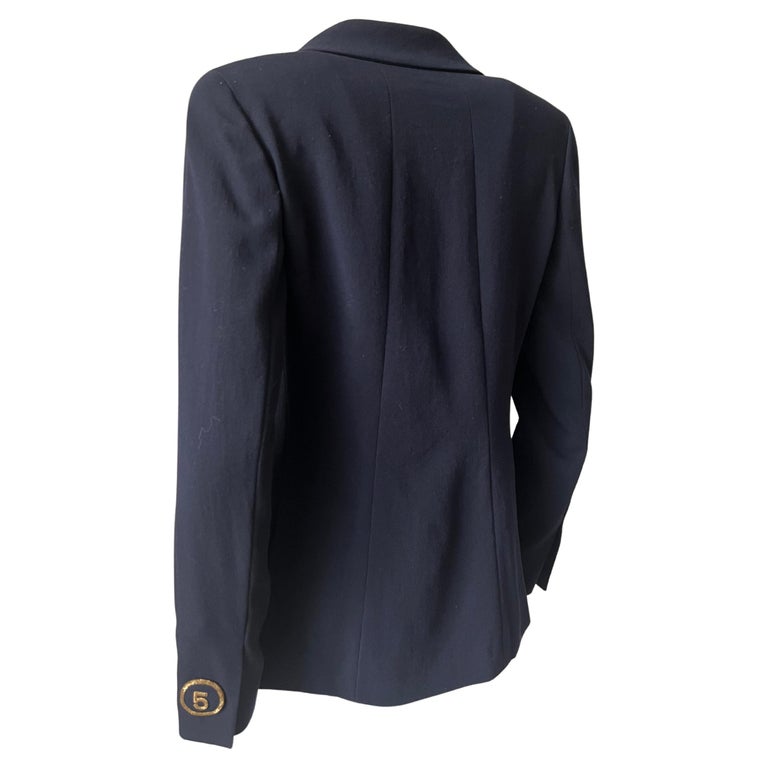 Chanel Vintage Gold and Navy Blue Blazer 1990. For Sale at 1stDibs