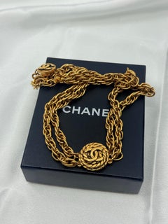 Chanel Vintage Gold CC Kreis Anhänger Multi Strand Kragen Halskette