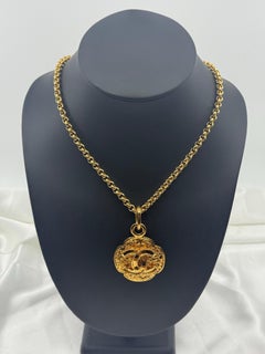 Chanel Vintage Gold CC Clover Pendant Necklace, 1995