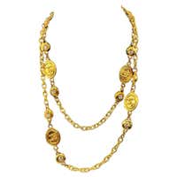 Chanel Vintage Glass Bead 'CHANEL' Logo Station Necklace