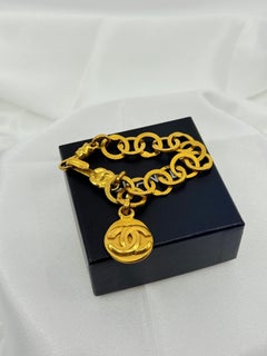 Chanel Vintage Gold CC Coin Charm Chain Bracelet