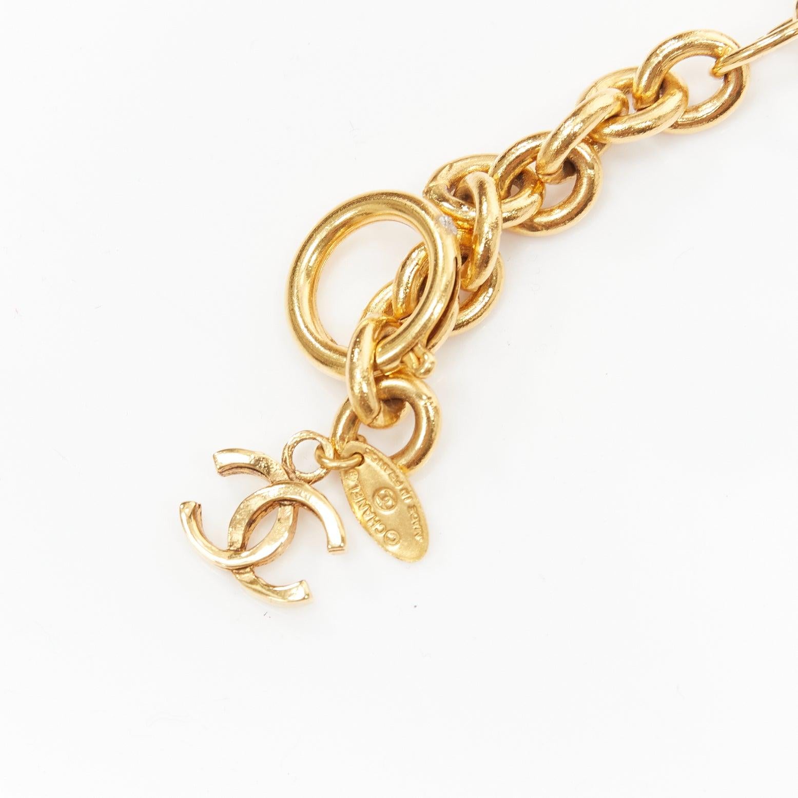 CHANEL Vintage gold CC diamond matelasse coin charm choker necklace For Sale 5