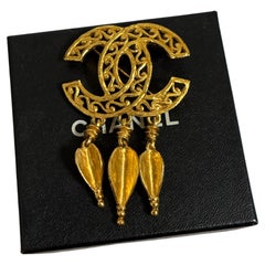 CHANEL Antique Gold CC Filigree Brooch