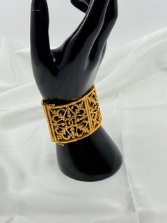 Chanel Vintage Gold CC Filigree Cuff Bracelet