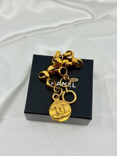 Chanel Vintage Gold CC Logo Chain Link Charm Bracelet