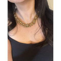 Chanel Vintage Gold CC Logo Chain Link Collar Statement Necklace