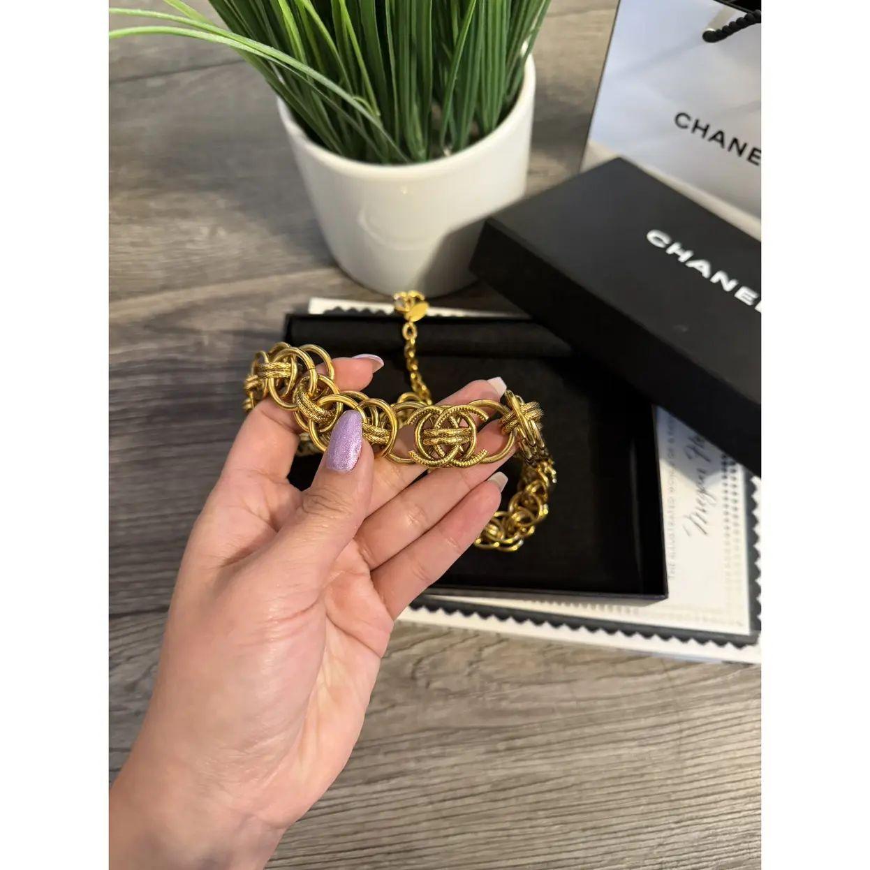 da uomo o donna Chanel Vintage Oro Logo CC Catena A Link Collare Dichiarazione Collana in vendita