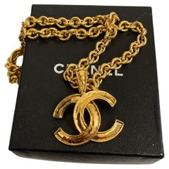 Chanel Vintage Gold CC Logo Chain Pendant Necklace, circa 1990s