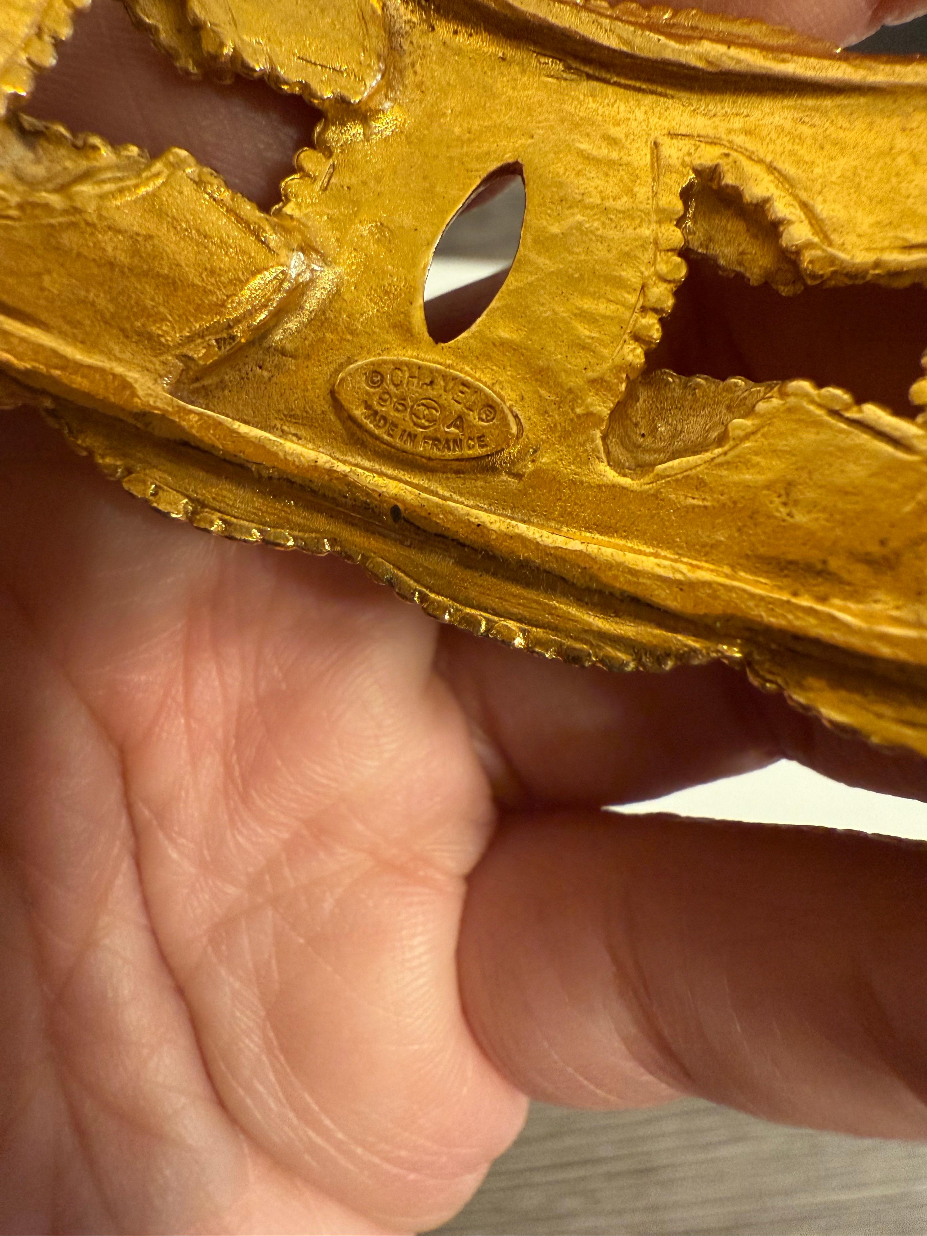 CHANEL Vintage Gold CC Logos Statement Bracelet, 1996 For Sale 4