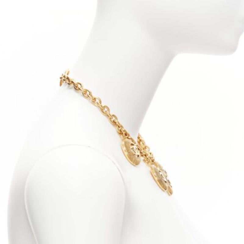 Women's CHANEL Vintage gold CC medallion coin charm short chain necklace
