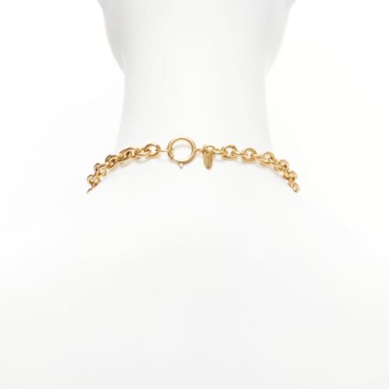 CHANEL Vintage gold CC medallion coin charm short chain necklace 1