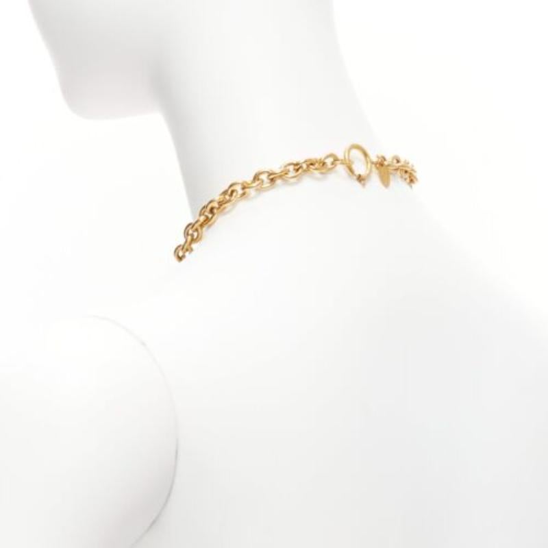 CHANEL Vintage gold CC medallion coin charm short chain necklace 2