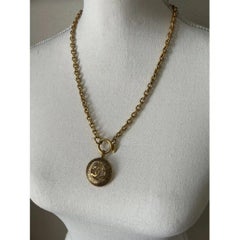 CHANEL Vintage Gold CC Medallion Sunburst Pendant Necklace